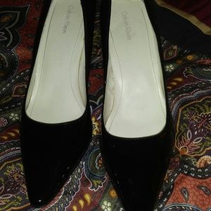 Black patent heels